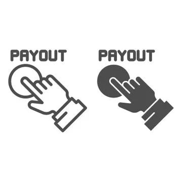 Payout button line and glyph icon. Hand and pay button vector illustration Illustrazione stock