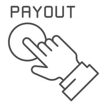 Payout button thin line icon. Hand and pay button vector illustration isolated Stock Illustration