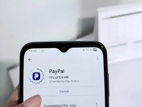 Paypal Application on Mobile Phone Stock Photos