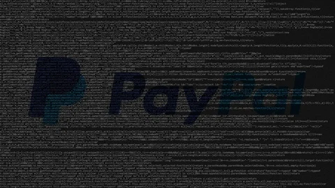 PayPal logo made of source code on computer screen. Editorial loopable animation Stock Footage 92039670