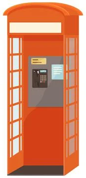 Payphone icon in flat style isolated on white background. Park symbol red opened Illustrazione stock