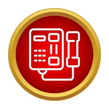 Payphone icon in red circle communicating technology Stock Illustration