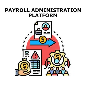 Payroll administration platform management process illustration Stock Illustration
