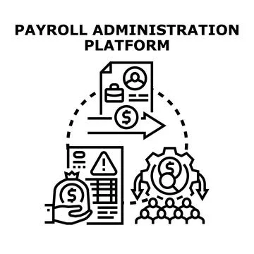 Payroll administration platform management process illustration Stock Illustration