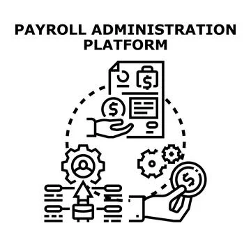 Payroll administration platform managing employee compensation payments Stock Illustration