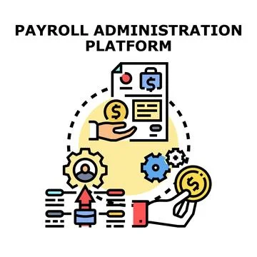 Payroll administration platform managing employee compensation payments Stock Illustration