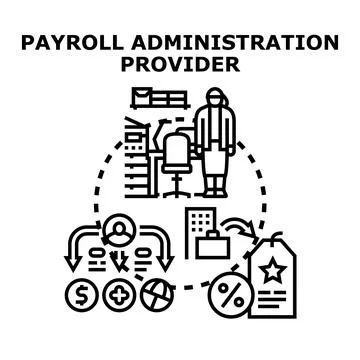 Payroll administration provider managing employee compensation service Stock Illustration