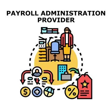Payroll administration provider managing employee compensation service Stock Illustration