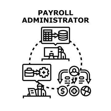 Payroll administrator managing employee compensation and benefits Illustrazione stock