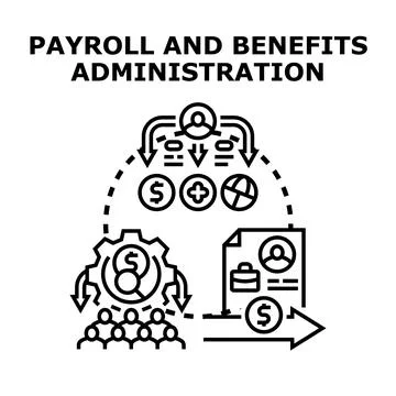 Payroll and benefits administration system managing employee compensation Stock Illustration