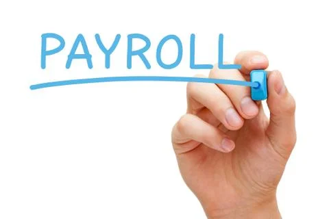 Payroll Blue Marker Stockfoto's