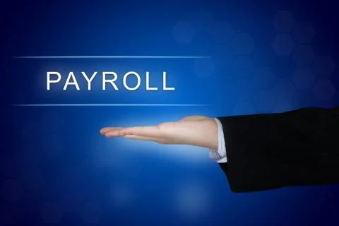 Payroll button on blue background Stock-Fotos