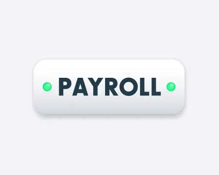 Payroll button for web page, silver with green bulbs Stock Illustration