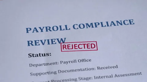 Payroll Compliance Review Form Rejected With Red Stamp Stock Footage 344476347