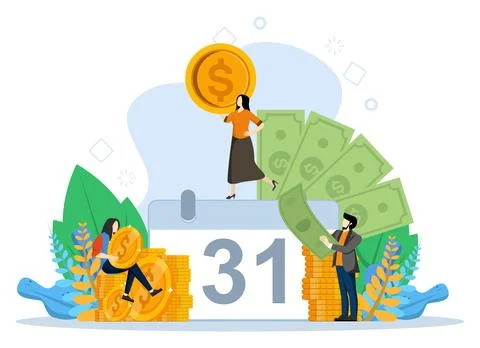 Payroll Concept, Showing a group of people celebrating payroll day. Stock Illustration
