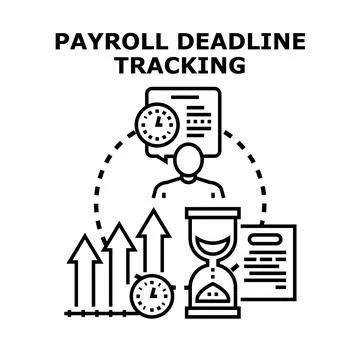Payroll deadline tracking process and progress concept Stock Illustration