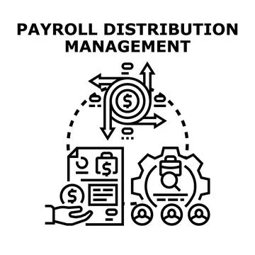 Payroll distribution management process concept Stock Illustration