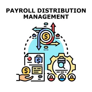 Payroll distribution management process concept Stock Illustration