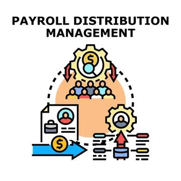 Payroll distribution management process for employee remuneration Stock Illustration