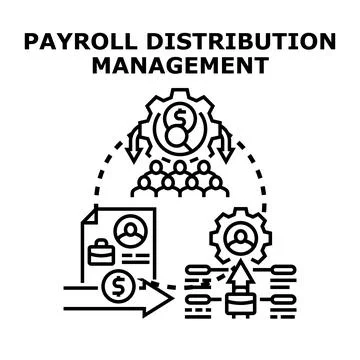 Payroll distribution management process for employee remuneration Stock Illustration