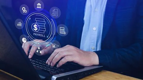 Payroll for employee concept. Efficient payroll management system with inte.. Foto stock