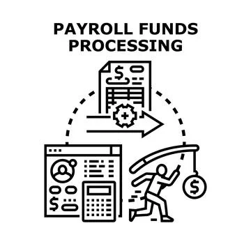 Payroll funds processing system automation concept Stock Illustration