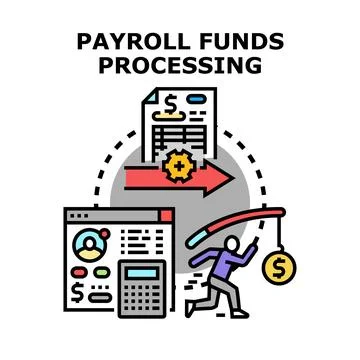 Payroll funds processing system automation concept Stock Illustration