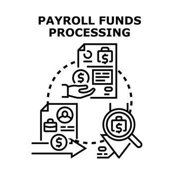 Payroll funds processing system managing employee compensation Stock Illustration