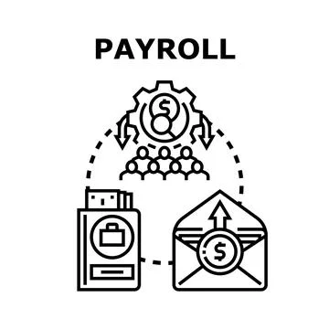 Payroll management system processing employee salaries and wages Stock Illustration