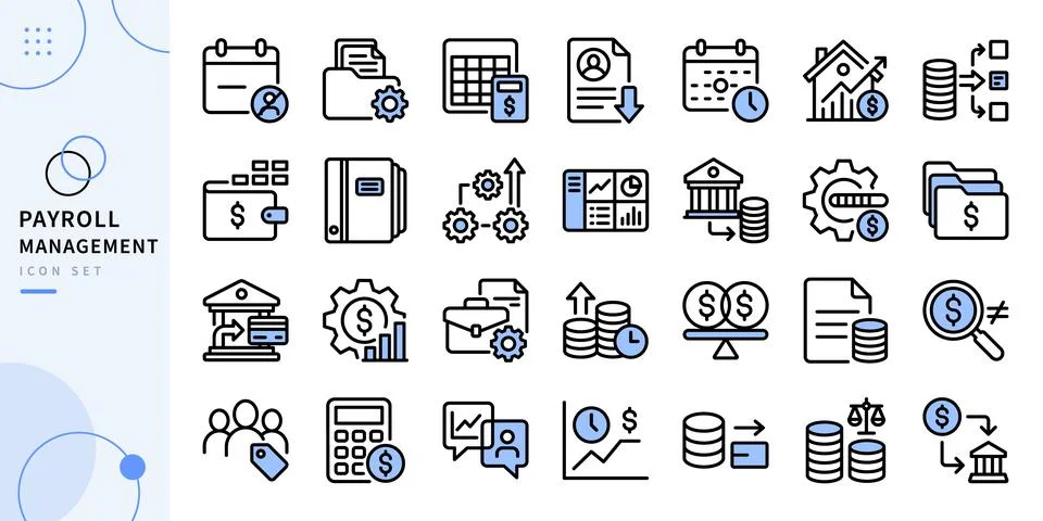 Payroll Management Vector Icon Set Business Finance Concept Ilustración de archivo