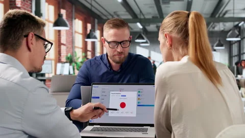 Payroll Manager And Team Discuss Software Stock Footage 336788117