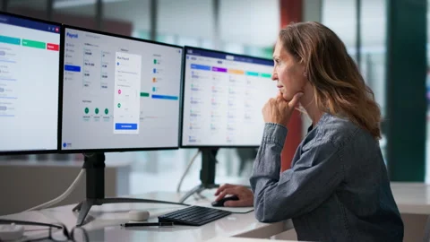 Payroll Manager Working On Computer Screens Stock Footage 337631647