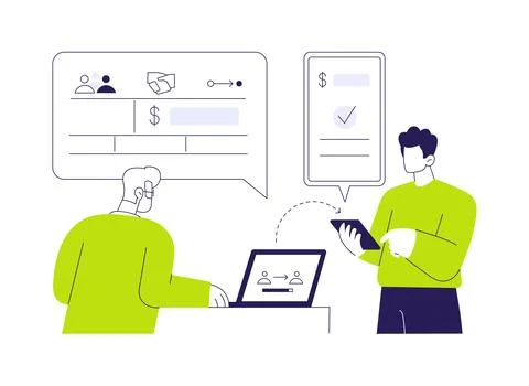 Payroll processing abstract concept vector illustration. Stock Illustration