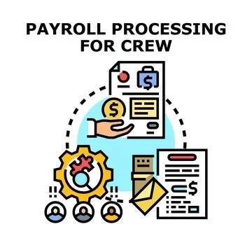 Payroll processing for crew management Stock Illustration