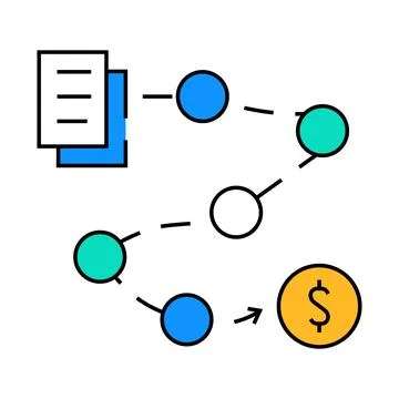 Payroll processing icon color illustration Stock Illustration
