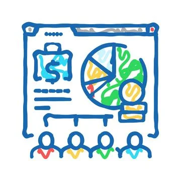 Payroll processing icon doodle illustration Stock Illustration