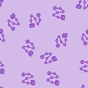 Payroll processing line vector seamless pattern Stock Illustration