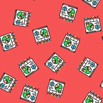 Payroll processing vector seamless pattern Stock Illustration