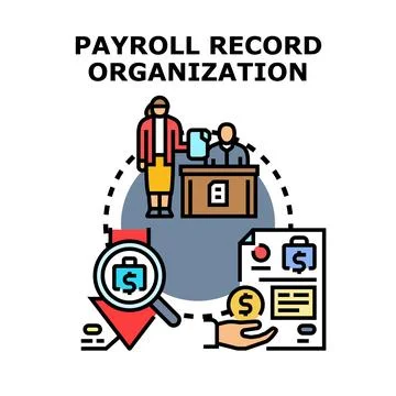 Payroll record organization accounting management process developing Illustrazione stock