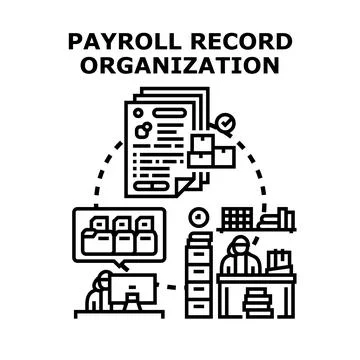 Payroll record organization accounting process management system concept Stock Illustration