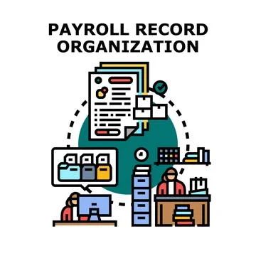 Payroll record organization accounting process management system concept Stock Illustration