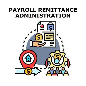 Payroll remittance administration process managing employee compensation Stock Illustration