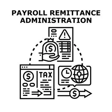 Payroll remittance administration process sending tax payment Stock Illustration