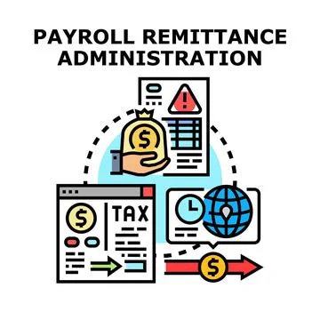 Payroll remittance administration process sending tax payment Stock Illustration