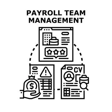 Payroll team management process and human resources Stock Illustration