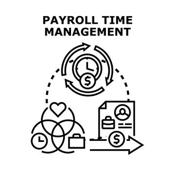 Payroll time management system for compensation and employee benefits Illustrazione stock
