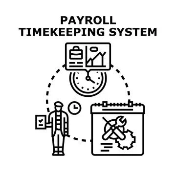 Payroll timekeeping system concept managing employee work hours イラスト素材