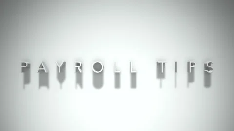 Payroll tips 3D title animation white text on a white background 스톡 동영상 299702518