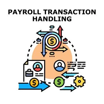 Payroll transaction handling process managing employee wages Stock Illustration