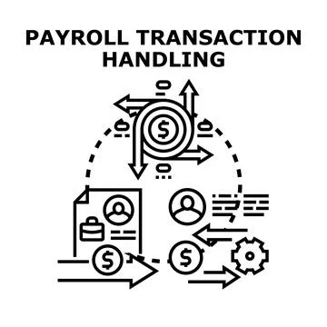 Payroll transaction handling process managing employee wages Stock Illustration